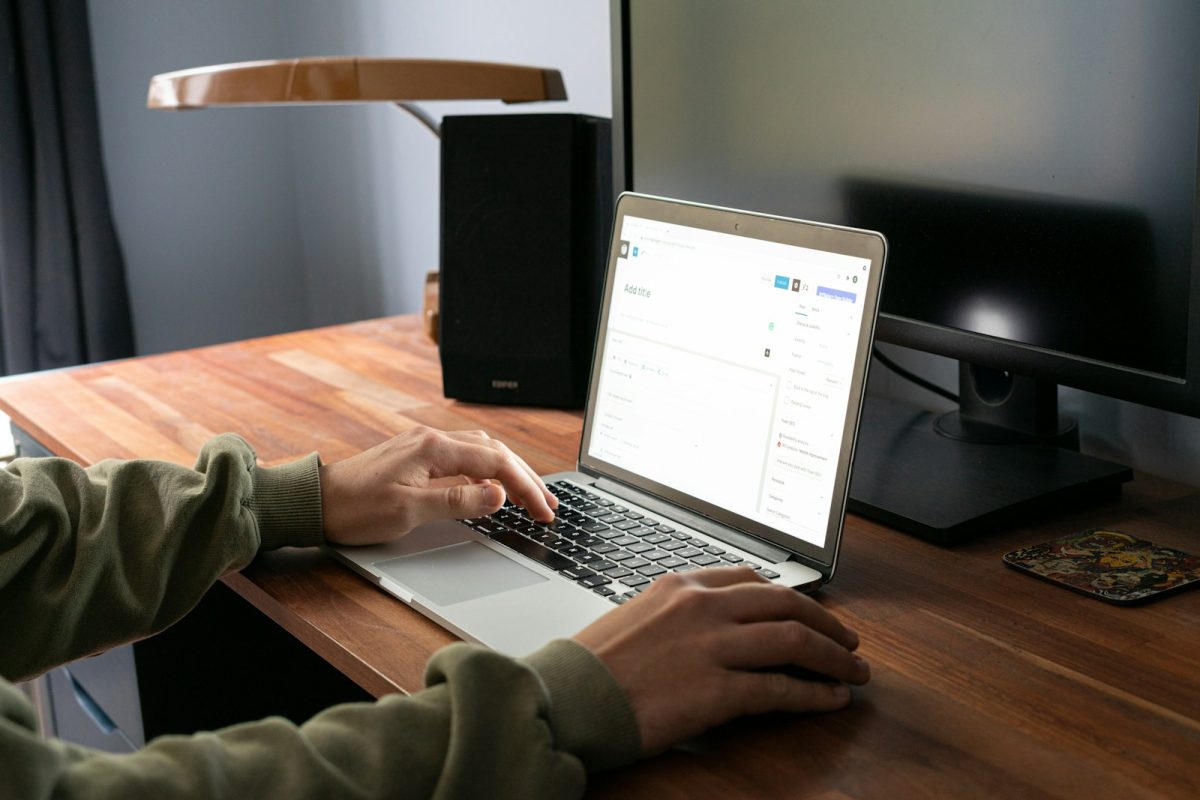 Korisnik radi na laptopu i upravlja WordPress sajtom pomoću WP Toolkit alata.